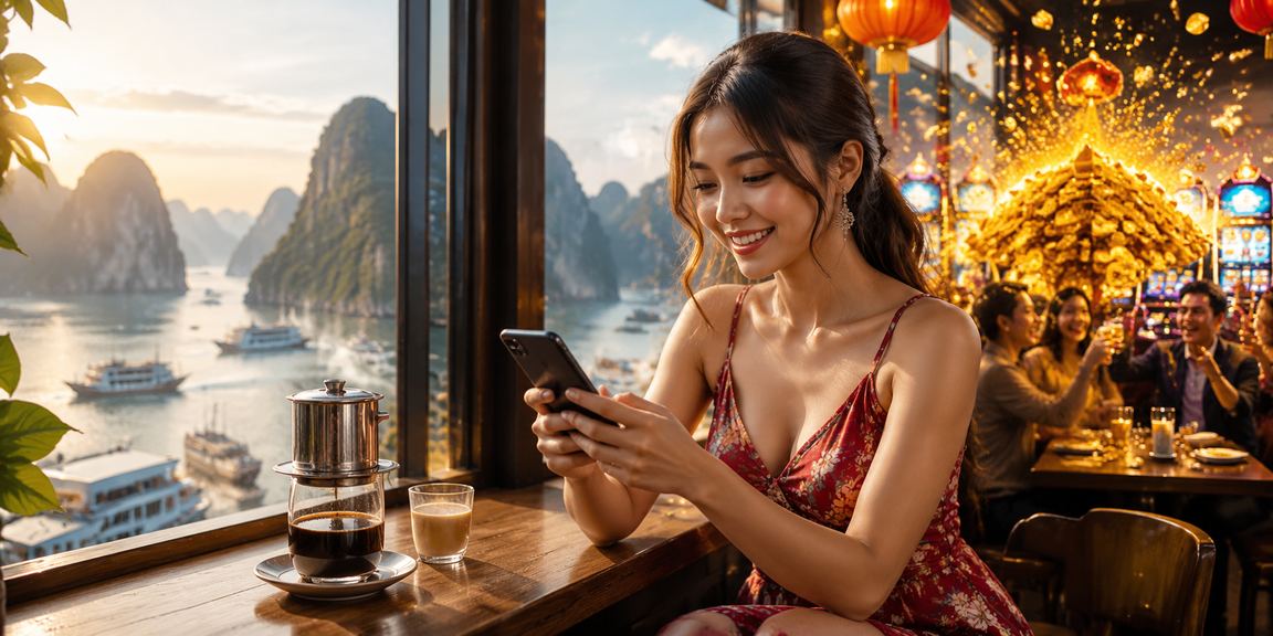 Trải nghiệm casino di động tại vịnh Hạ Long bên tách cà phê
